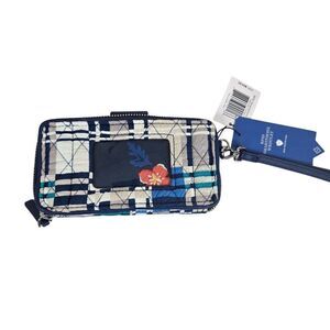 Vera Bradley RFID Smartphone Wristlet In Navy Blue Santiago Woven NEW